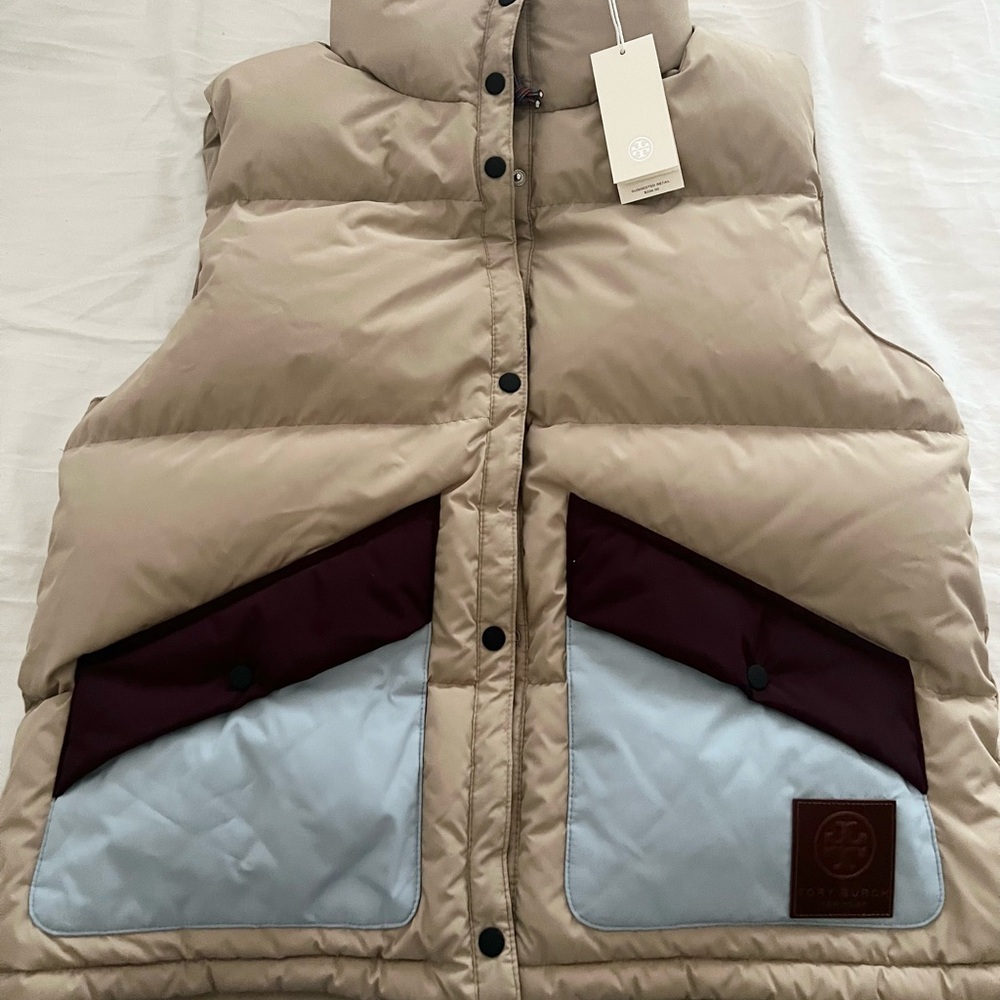 Tory Burch Beige Puffer Vest